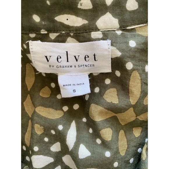 Velvet by Graham & Spencer Katarina Hunter Green Printed Boho Dress Pockets S - Picture 4 of 13